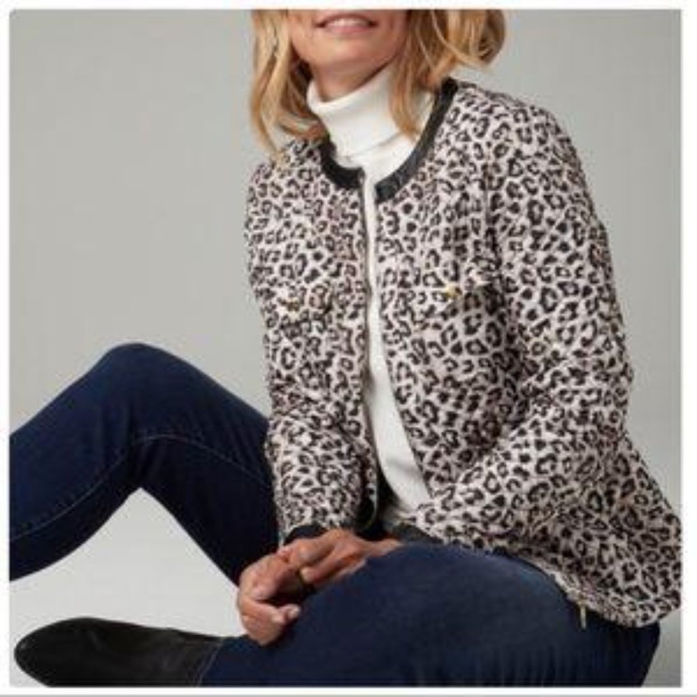 Chico's Leopard Skin Commuter Town and Country Jacket sz 2 NWT